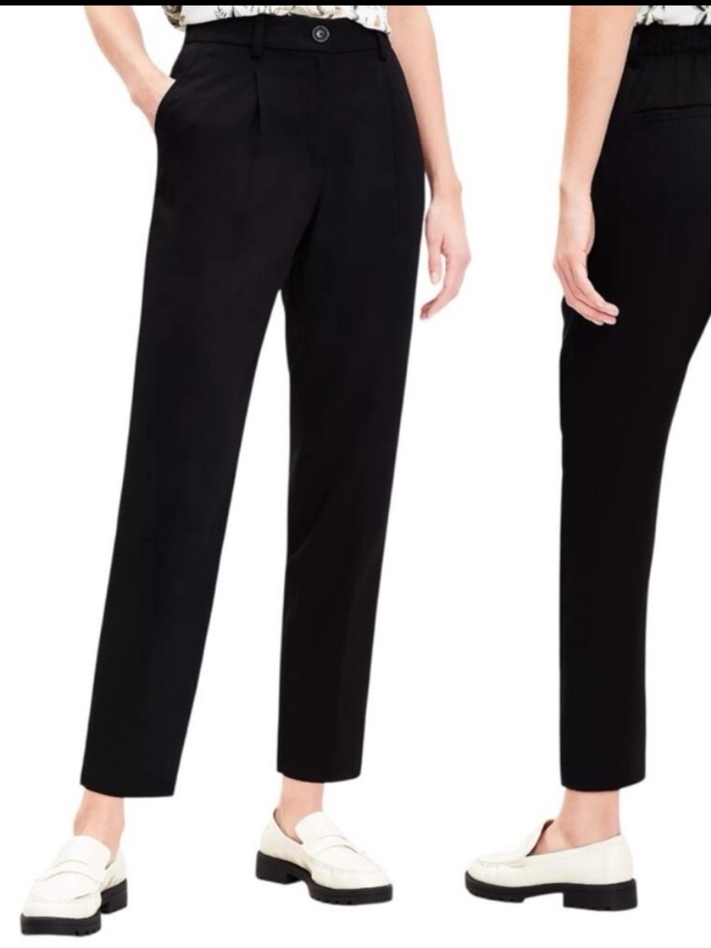 Loft Pants Lyocell Trousers Pleated Tapered Solid Black Size 6 Petite 6p